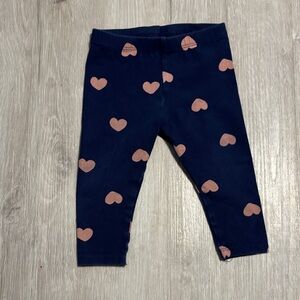 Little Earth Heart Patterned Leggings - Navy and Pink